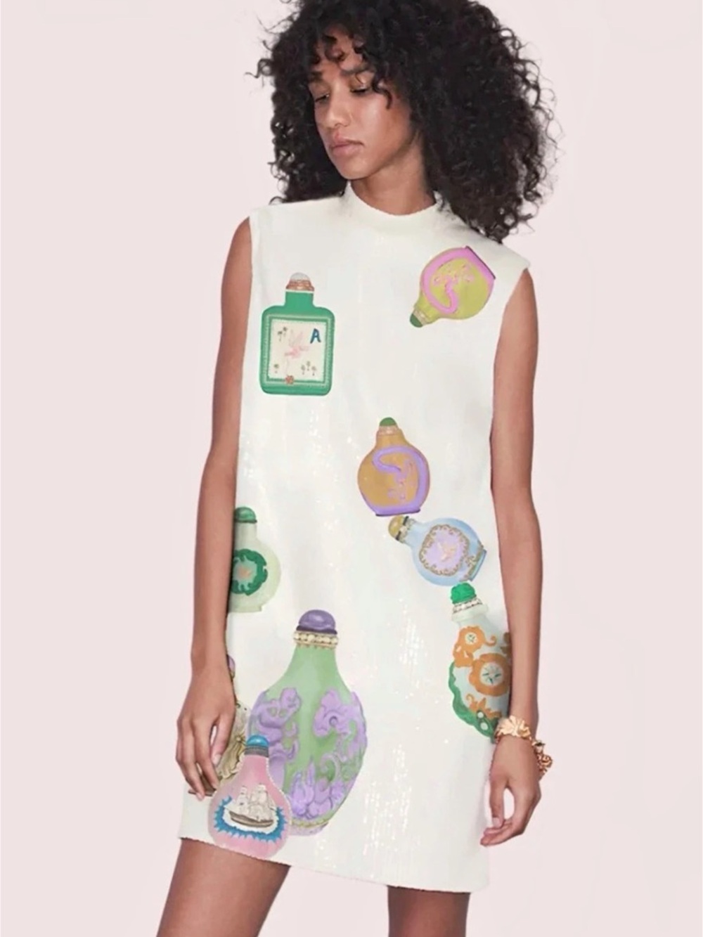 ALEMAIS Mini Dress Cream Multicolor Size 8 Like New